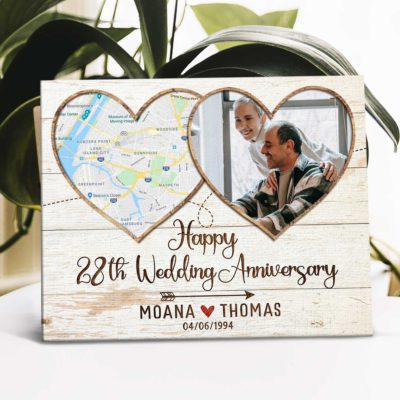 Personalized 28th Anniversary Gifts Map Print