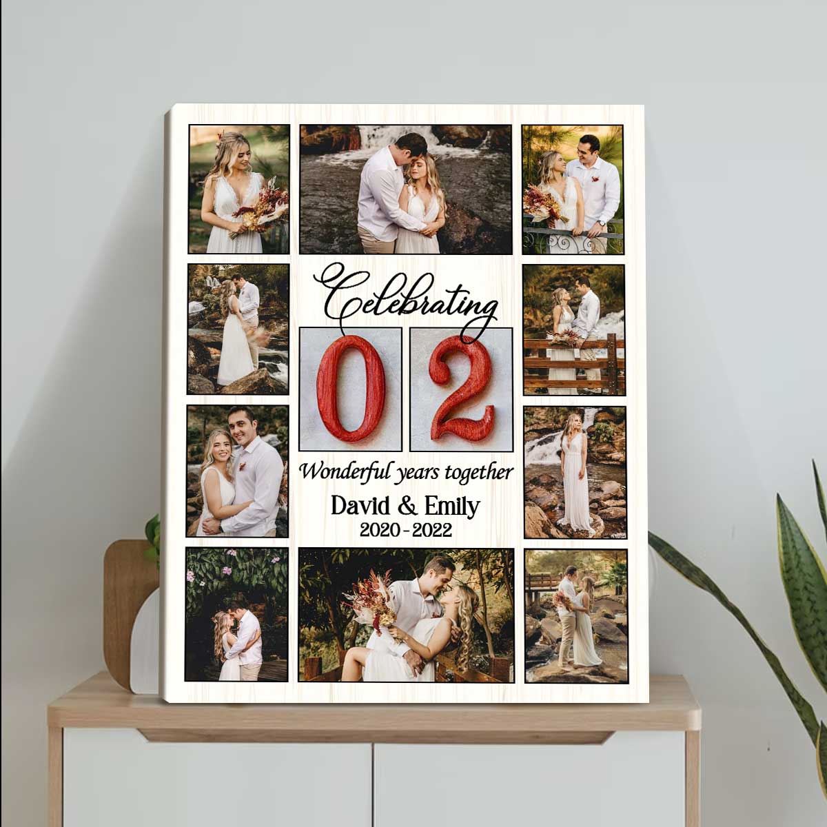 Personalized Year Wedding Anniversary Gift, 2nd Anniversary