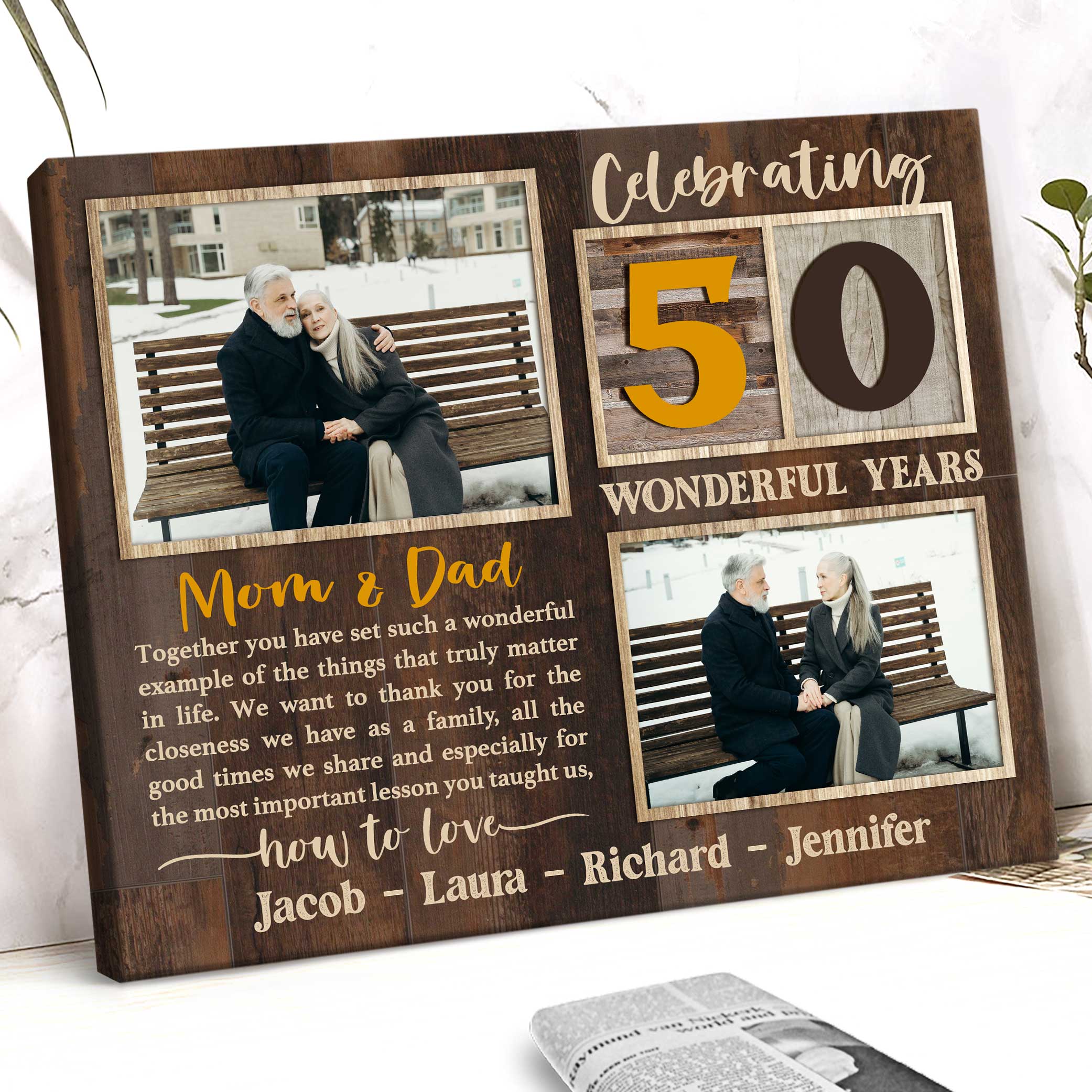 Personalized 50th Anniversary Photo Gift For Parents Gold Anniversary Gifts For Mom and Dad Ideas 6