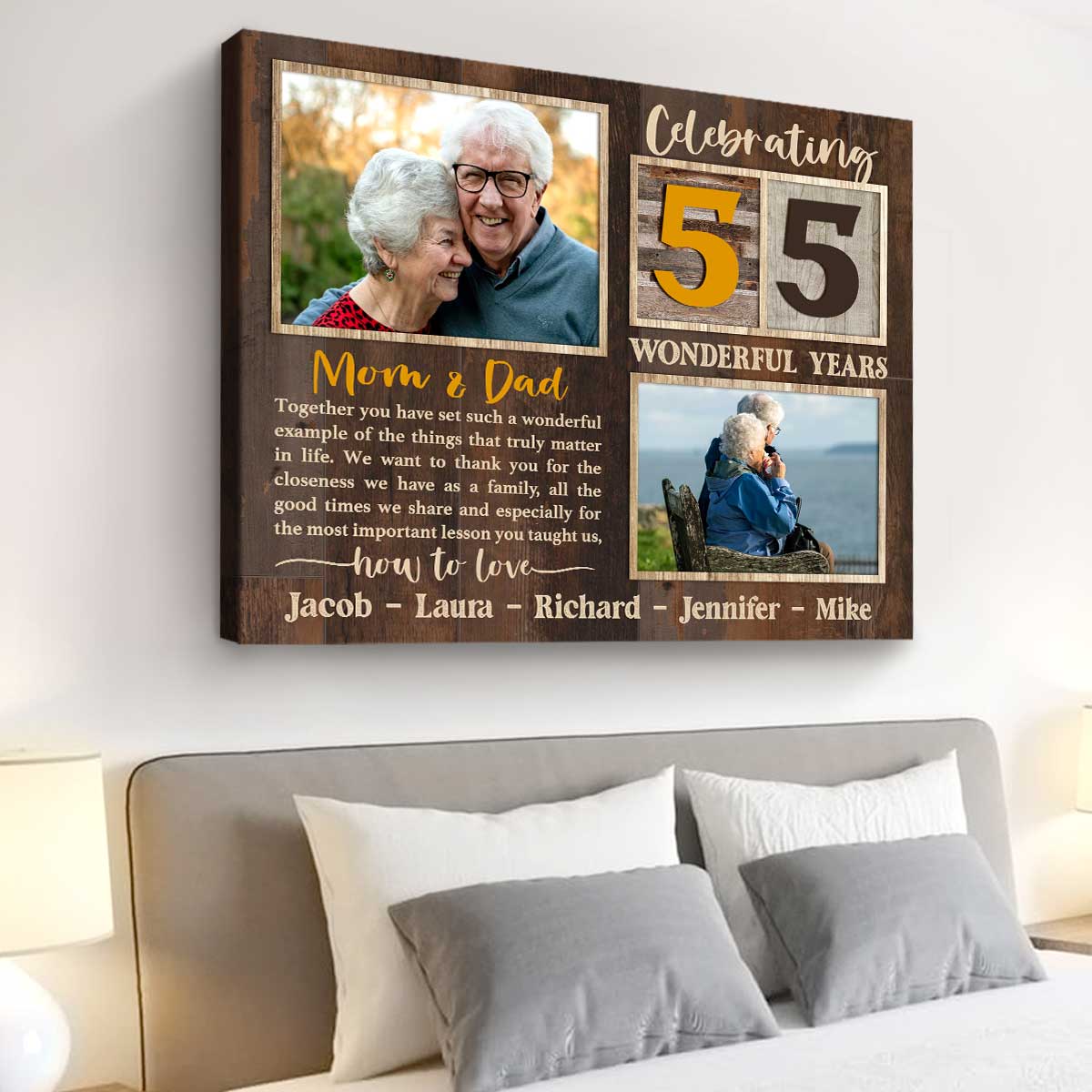 Celebrating 55 Years Anniversary Mom And Dad Custom Photo Canvas Print,  Personalized 55th Wedding Anniversary Gift For Parents - Best Personalized  Gifts For Everyone
