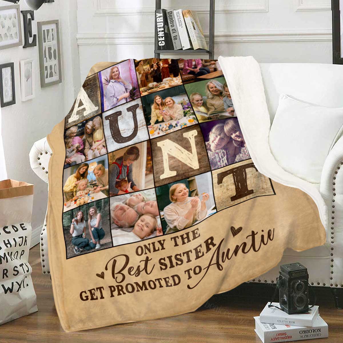 Personalized Aunt Photo Collage Blanket, Aunt Gifts From Niece Or