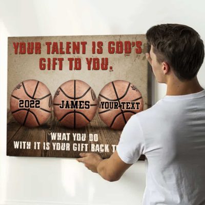 basketball your talent is god's gift to you canvas personalized gift for basketball player basketball gifts for men