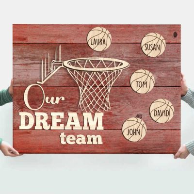 Personalized Basketball Family Print with Names, Basketball Team Gift