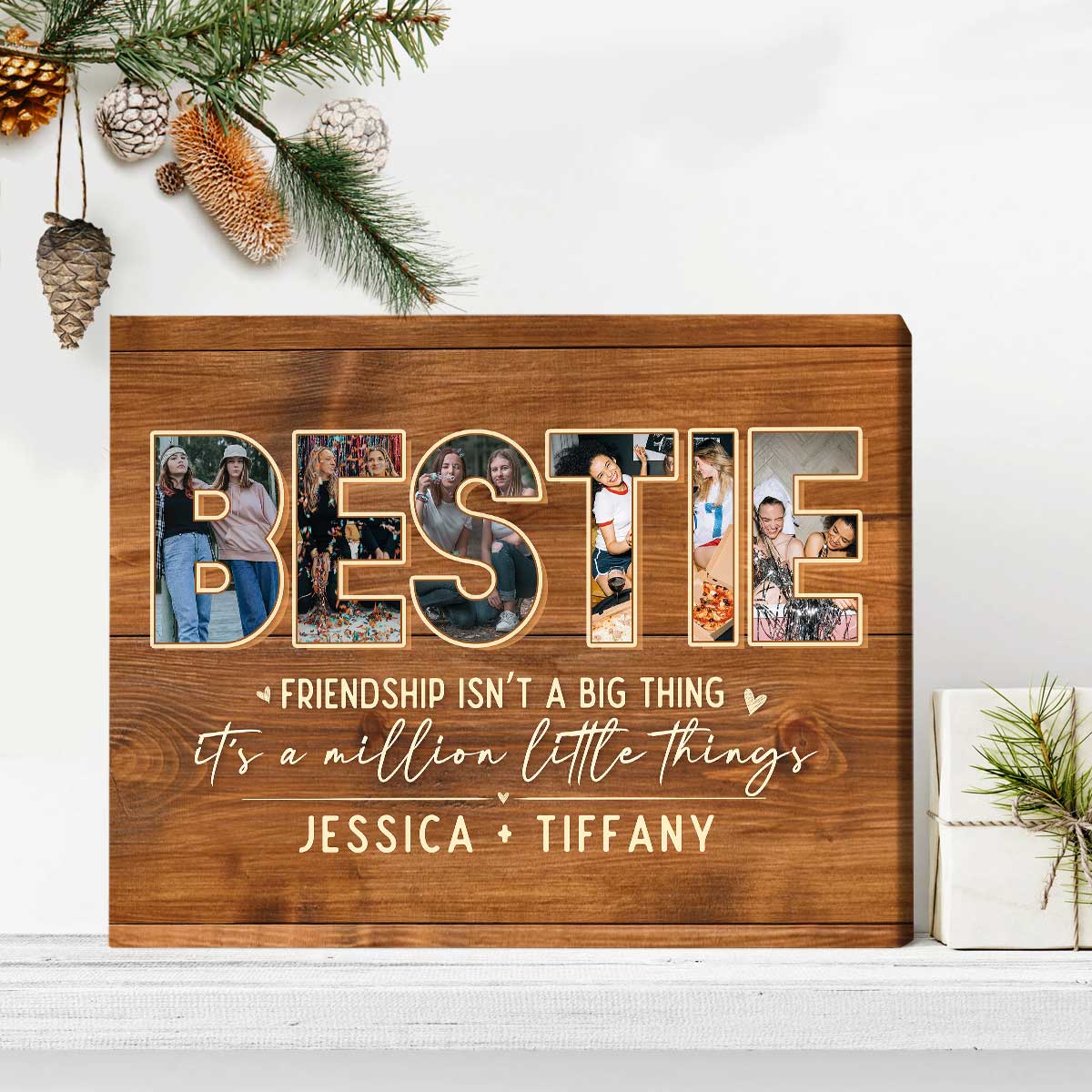 Personalized Bestie Photo Collage Canvas, Customized Gifts For Friends,  Christmas Gifts For Best Friends - Best Personalized Gifts For Everyone