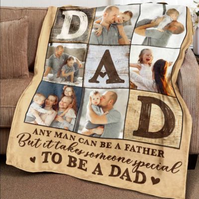 Personalized Dad Photo Collage Blanket