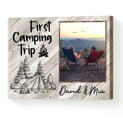 personalized first camping trip photo canvas camping gift traveler gift summer vacation gift