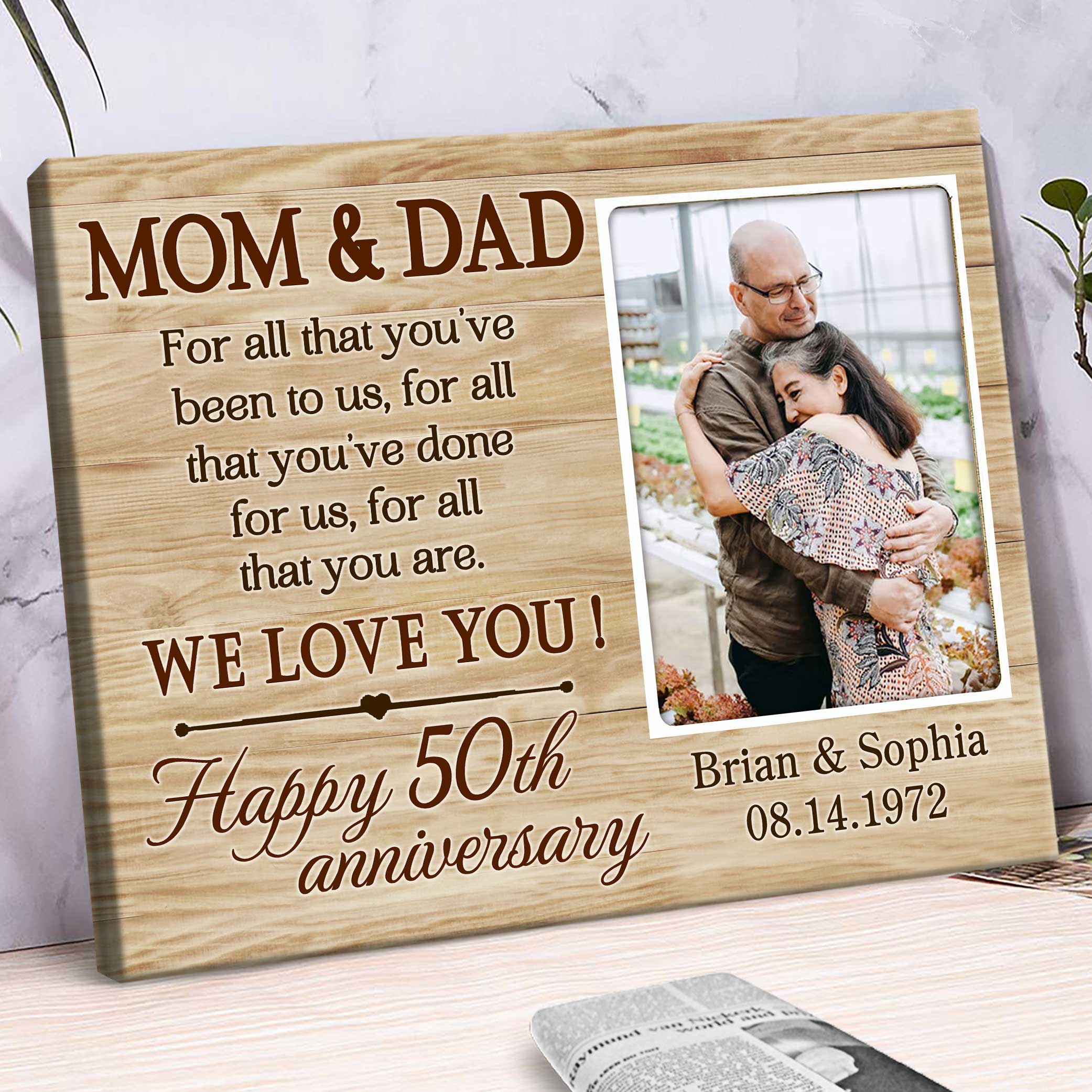 50th Anniversary Gift For Parents, 50th Wedding Anniversary Gift, Golden  Wedding Anniversary Gift - Stunning Gift Store