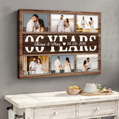 6 Year Anniversary Photo Collage Canvas, Personalized 6th Anniversary Gift, Six Year Together Gift For Husband