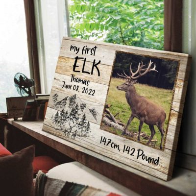 personalized my first elk photo print hunting man cave decor cabin decor hunting gift ideas