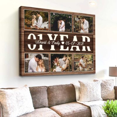 Personalized One Year Anniversary Gifts for Him for Husband, 1 Year Anniversary Photo Collage Canvas