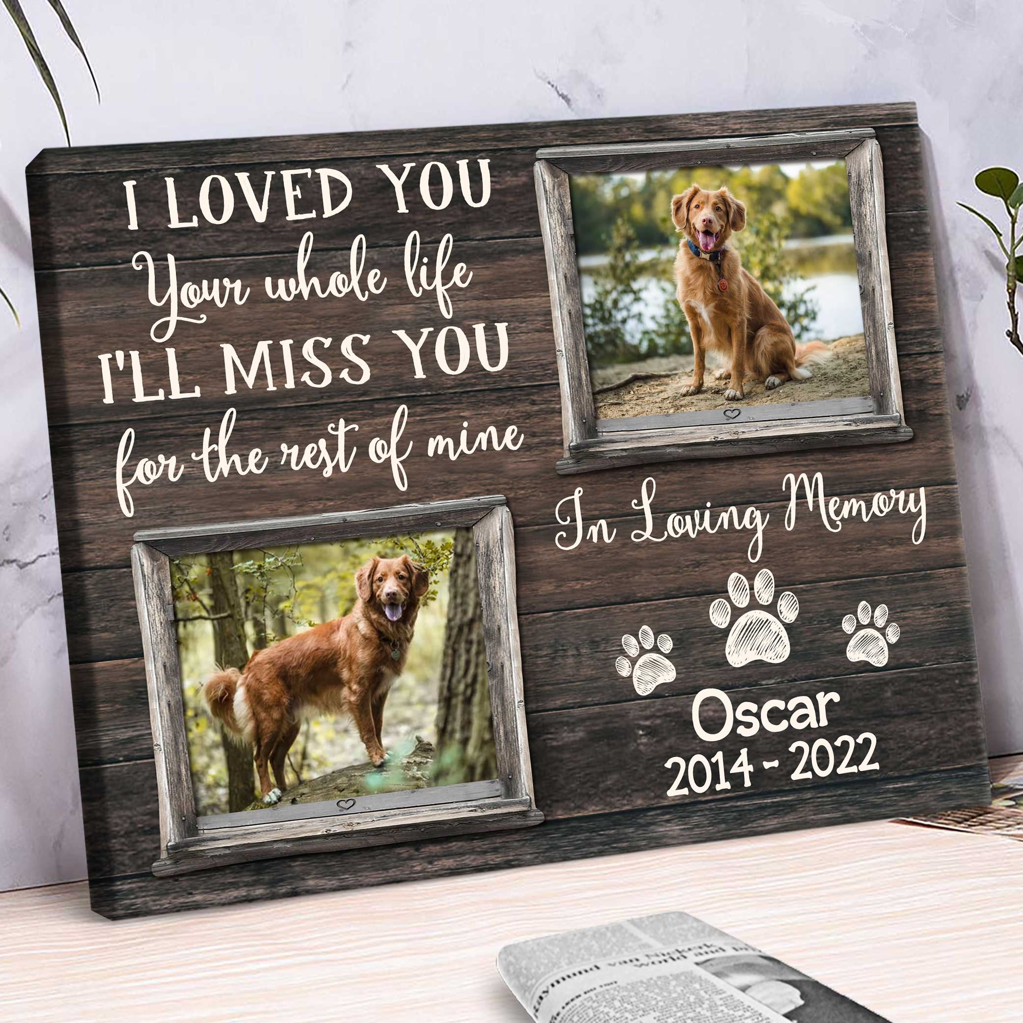 Personalized Pet Memorial Gifts, Dog Remembrance Gift, Dog Loss Gift, Pet  Memorial Canvas