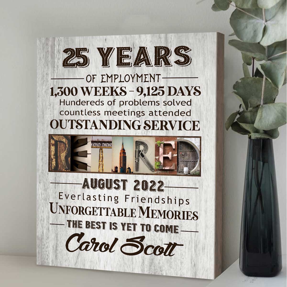Personalized Retirement Gift For Coworker, Best Retirement Gift For Boss,  Custom Year Employment Canvas Print - Best Personalized Gifts For Everyone