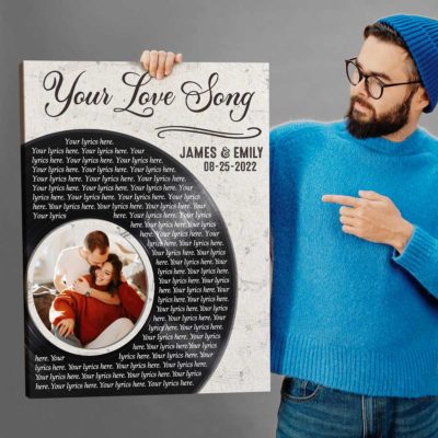 personalized wall art with song lyrics and photo on vinyl record music lyrics wall art valentine gift for husband