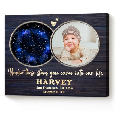 personalized star map birthday gift for baby constellation map canvas first birthday gift for baby