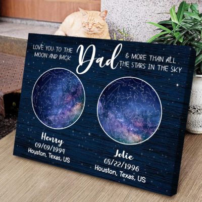 Custom Star Map Christmas Gift for Dad, Night Sky Dad Gift From Kids, Love You To The Moon