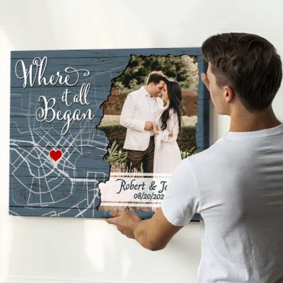 custom first meeting street map canvas where it all began map print valentines gift for him