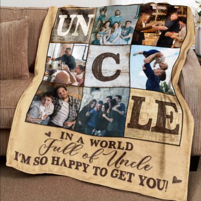 Personalized Uncle Photo Collage Blanket