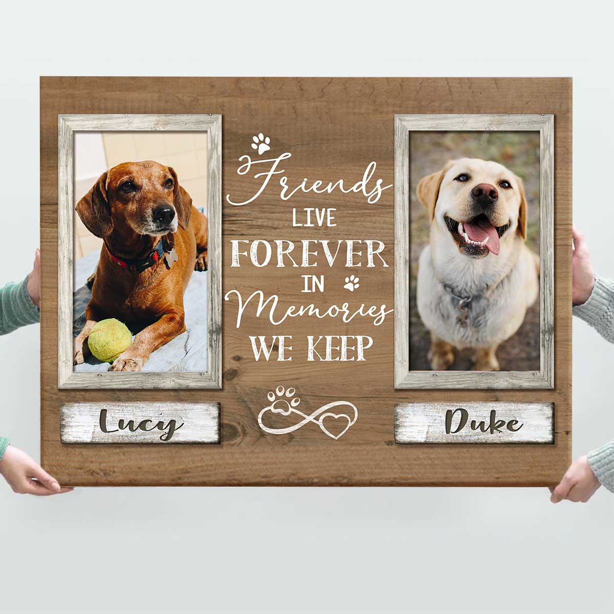 Personalized Dog Memorial Picture Frame With Dog Collar Hook Sign
