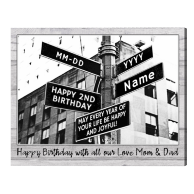 Custom 2nd Birthday Gift, Personalized Street Sign for Second Birthday, Childbirth Gifts