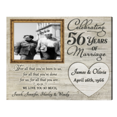 56th Anniversary Gifts for Parents 56 Years Anniversary Gift, For All That You Have Been To Us Anniversary Photo Frame