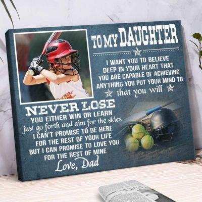 softball personalized gifts for daughter to my daughter softball photo canvas christmas gifts for softball player