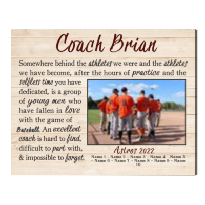 Baseball Coach Custom Photo Canvas, Personalized Baseball Coach Gift, Baseball Coach Appreciation Gifts