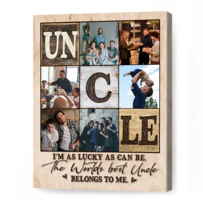 Uncle Photo Collage Gift, Uncle Birthday Gifts, Personalized Uncle Canvas Print