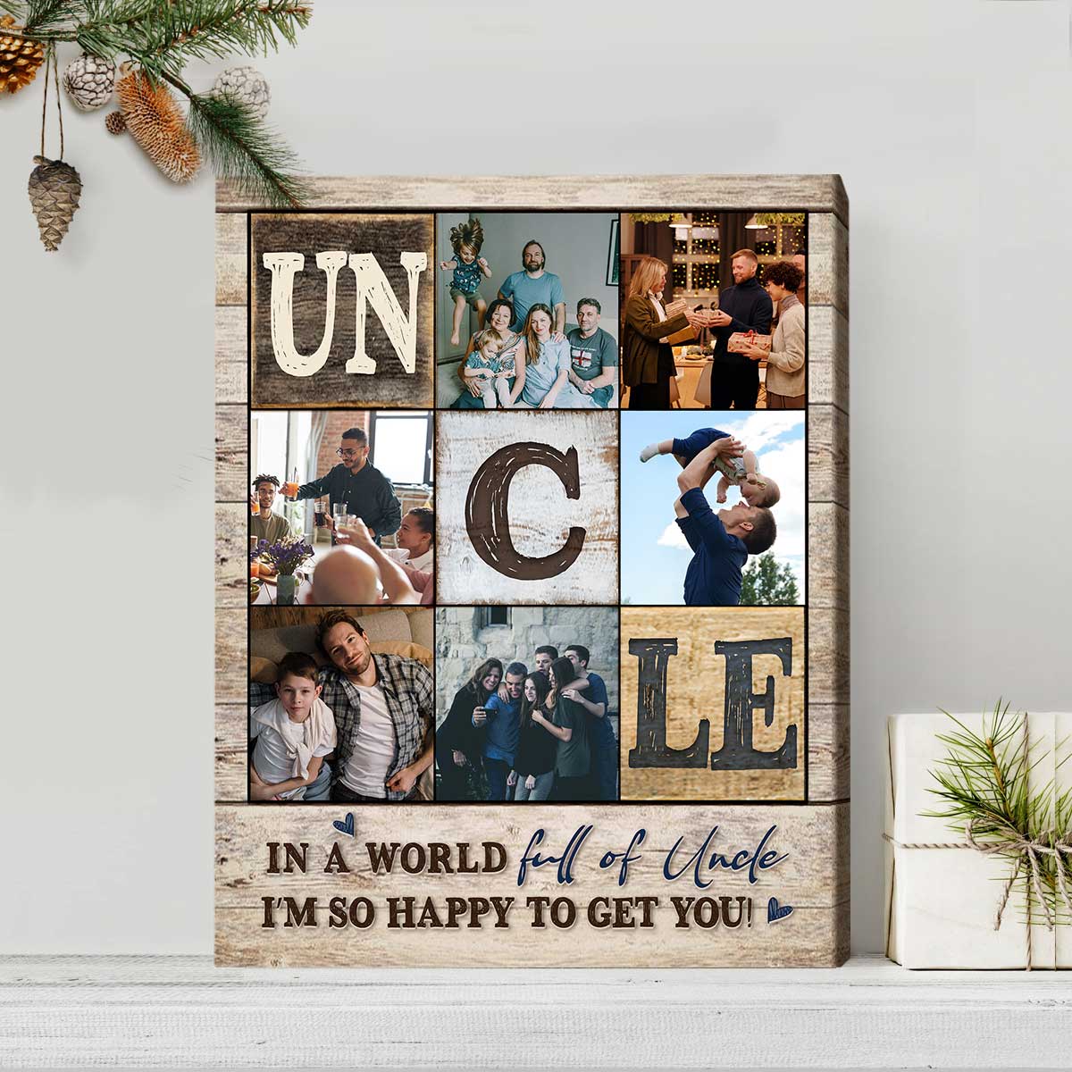 We Love You Uncle Photo Collage Canvas, Custom Gift For Uncle, Personalized  Gifts For Uncle With Names - Best Personalized Gifts For Everyone