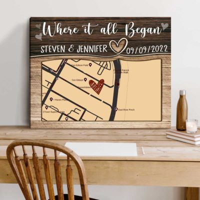 where it all began map print custom first date gift map prints wedding location map gift ideas