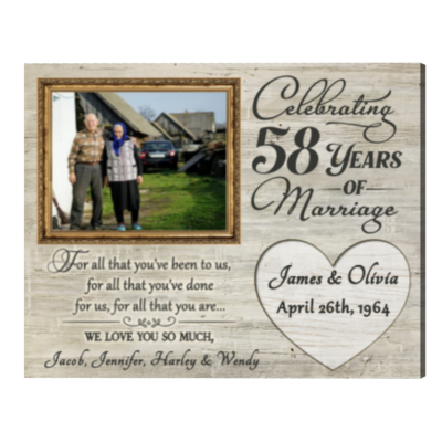 58th Anniversary Gifts for Parents 58 Years Anniversary Gift, For All That You Have Been To Us Anniversary Photo Frame