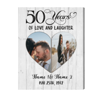 50 Years Of Love and Laughter Canvas Print, Personalized Golden Wedding Anniversary Gift, 50th Anniversary Gift for Her