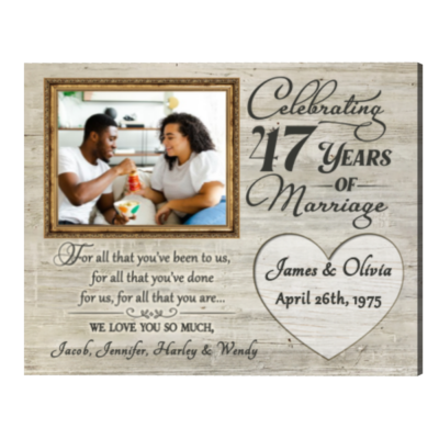 47th Anniversary Gifts for Parents, 47 Years Wedding Anniversary Photo Canvas Print, For All That You Have Been To Us