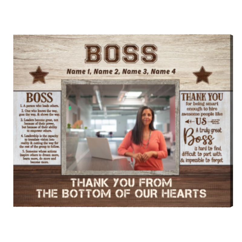 Personalized Thank You Boss Photo Canvas, Boss Birthday Gift from Group, Boss Retirement Gift, Custom Boss Appreciation Gift