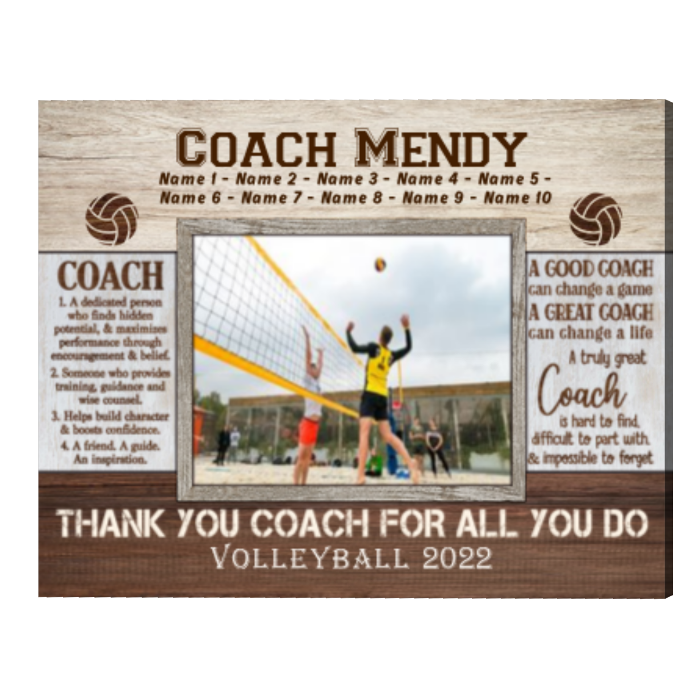 Custom Coach Gift For Volleyball Coach Frame Volleyball Coach Photo 