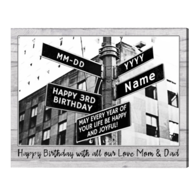 Custom 3rd Birthday Gift, Unique Birthday Gifts, Custom Road Signs for Third Birthday