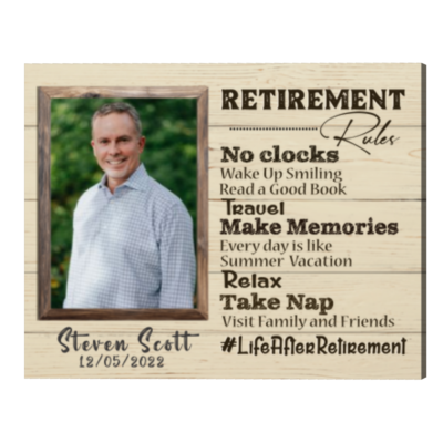Happy Retirement Photo Collage Canvas, Personalized Retirement