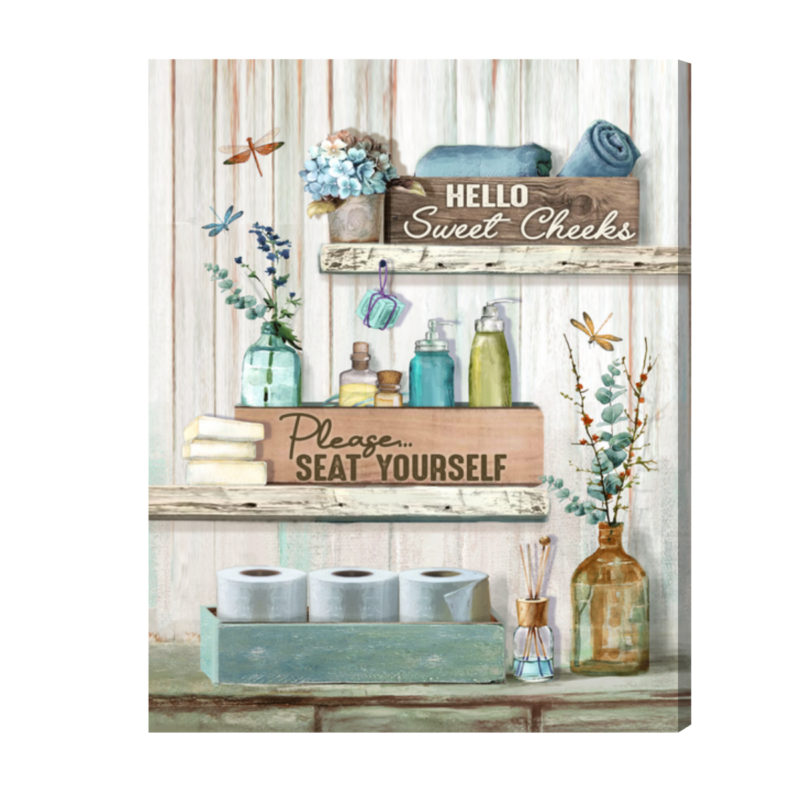 Hello Sweet Cheeks Please Seat Yourself Funny Bathroom Sign, Bathroom Wall Art, Bathroom Wall Decor Ideas