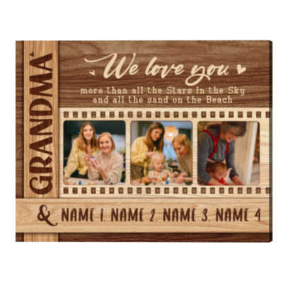 We Love You Grandma Custom Photo Canvas Print, Personalized Grandma Photo Gift, Christmas Gifts For Grandma