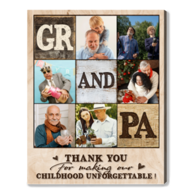 Custom Grandpa Photo Collage Canvas, Personalized Father's Day Gift from Grandkids, Grandpa Photo Gifts, Birthday Gifts For Grandpa