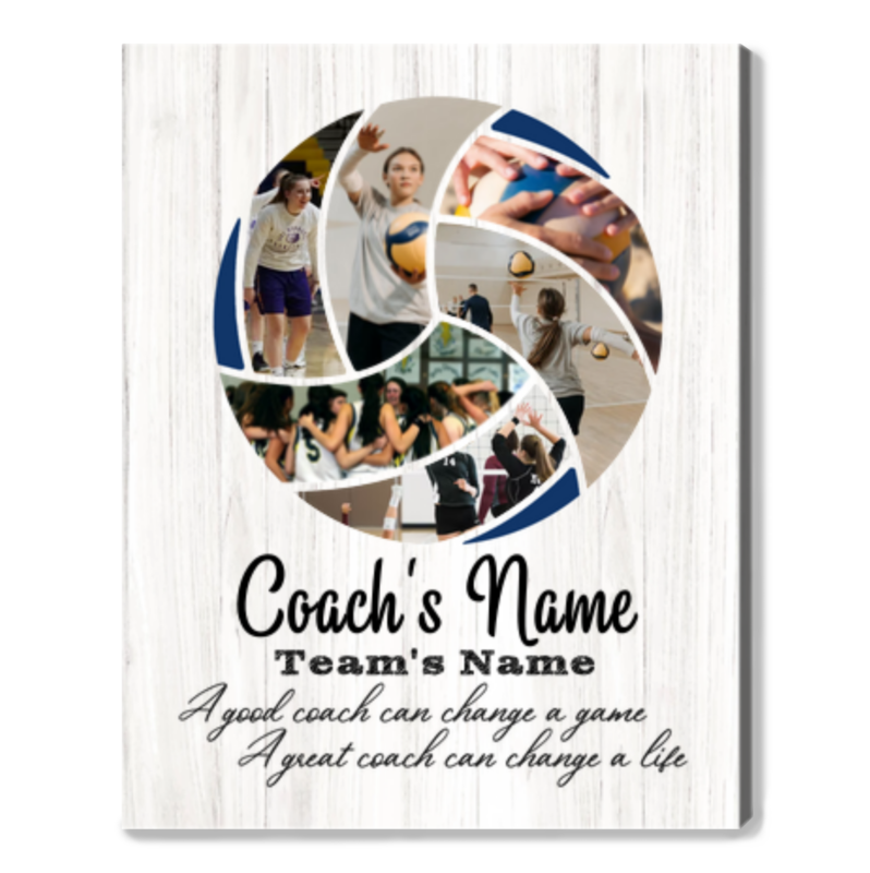 Custom Volleyball Coach Photo Collage Canvas, Thank You Gift For
