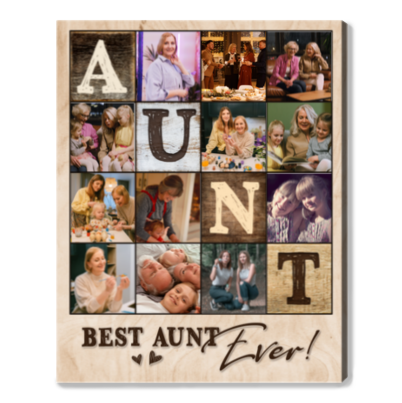 Personalized Aunt Photo Collage Canvas - Mother's Day Gift for Auntie, Custom Picture Collage from Niece or Nephew