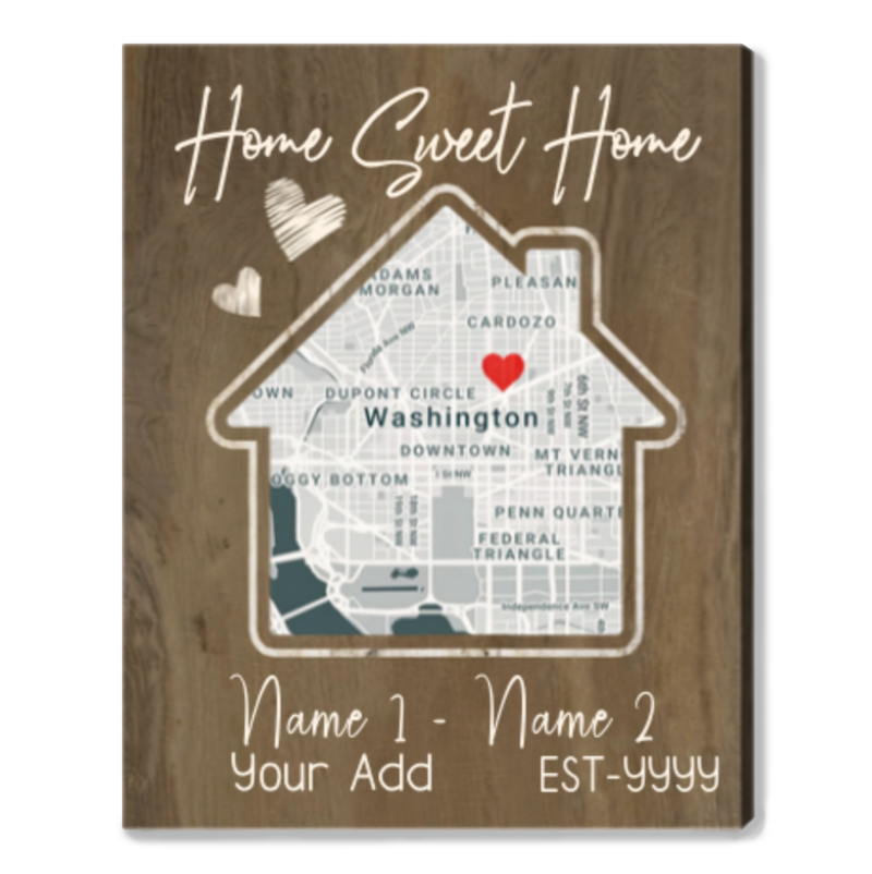 Our First Home Custom Map Print, Personalized Housewarming Gifts, Gifts for New Homeowners, New House Gifts