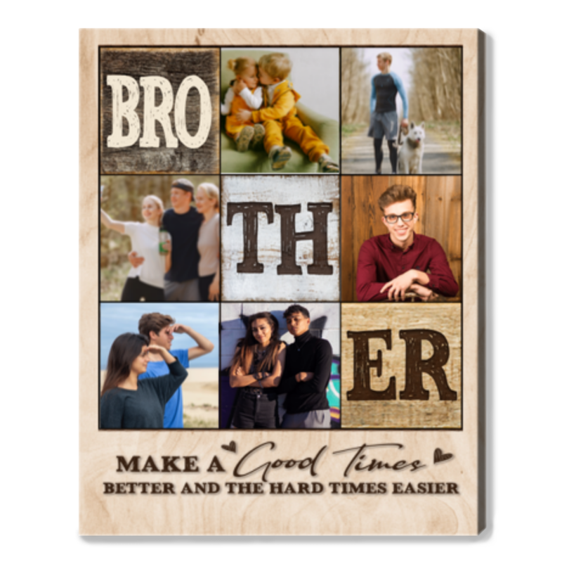 Personalized Brother Photo Collage Canvas - Custom Photo Gift for Brother, Birthday Gift for Brothers from Sister