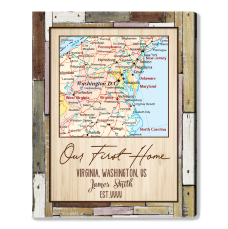 Custom New Home Map Print, New House Gift, Housewarming Gifts for Couples, Our First Home Location Map Canvas