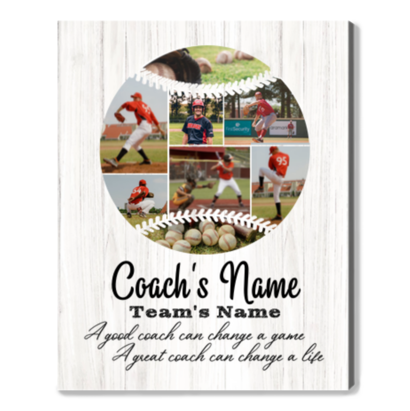Personalized Baseball Coach Photo Collage Canvas, Best Baseball Coach