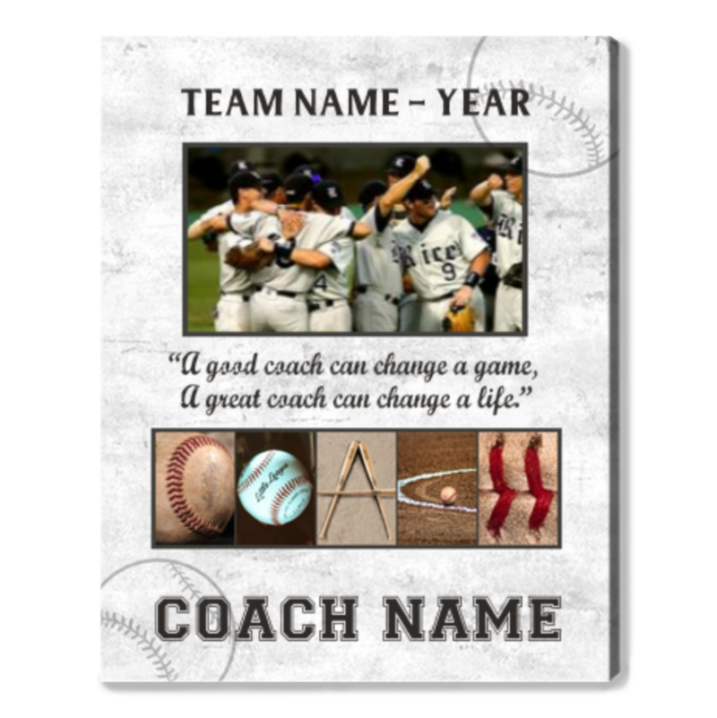 Personalized Baseball Gift For Coaches, Baseball Coach Photo Canvas, Team Gift For Baseball Coach, Gift For Baseball Coaches