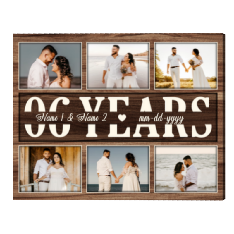 6 Year Anniversary Photo Collage Canvas, Personalized 6th Anniversary Gift, Six Year Together Gift For Husband