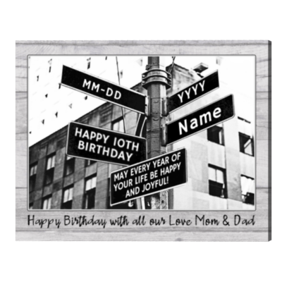 Custom 10th Birthday Gift, Personalized Street Sign for 10th Birthday, 10 Year Old Birthday Gift Sign