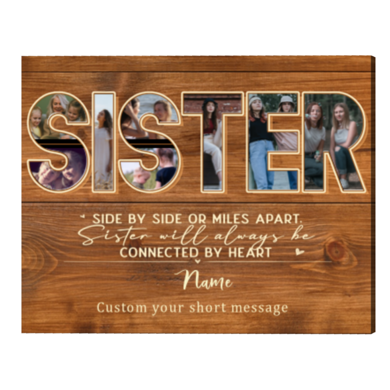 Personalized Gift for Sister, Sister Photo Collage Canvas, Christmas Sister Gift, Unique Birthday Gifts for Sister