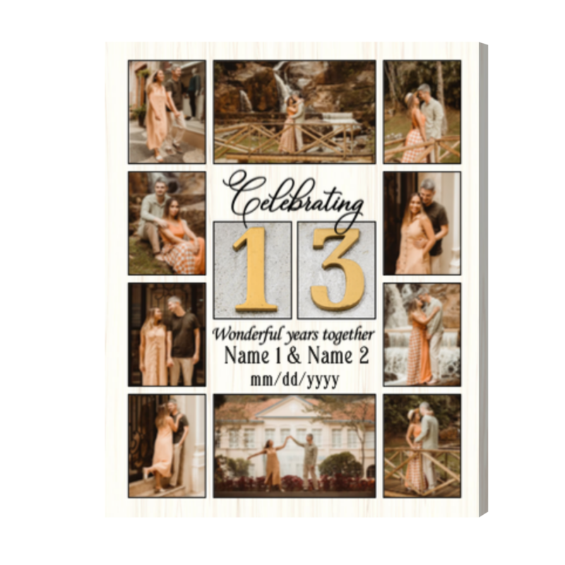 Personalized 13 Year Anniversary Gift Photo Collage, Photo Gift for 13th Wedding Anniversary